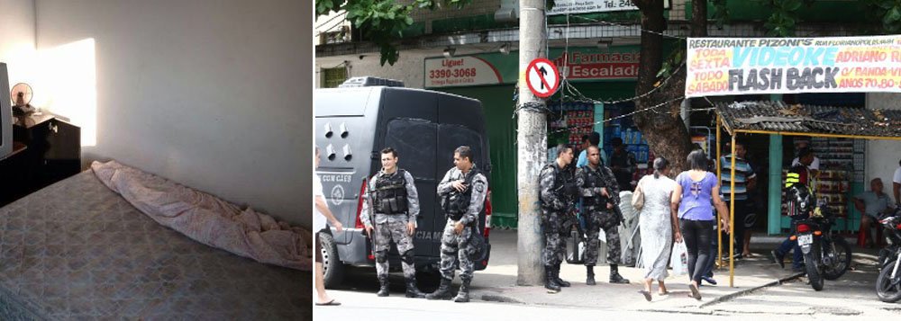 Setenta homens do Grupo de Ações Táticas e do Comando de Operações Especiais, com apoio de cães farejadores, helicóptero, blindados e viaturas, realizam batida nas comunidades de São José Operário e Covanca, na Praça Seca, Zona Oeste do Rio, para buscar suspeitos de participação no caso da adolescente que denunciou ter sido vítima de um estupro coletivo envolvendo 33 homens