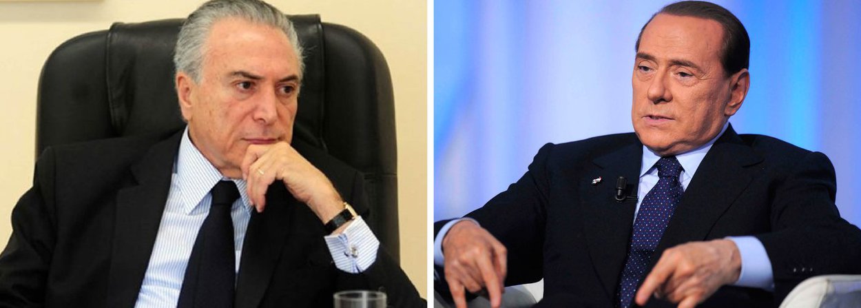 "Michel Temer é a versão brasileira de Silvio Berlusconi, o empresário-político italiano que herdou um sistema político destroçado pela Operação Mãos Limpas, matriz original da Lava Jato. Berlusconi tornou-se primeiro-ministro apoiado em sua própria rede de emissoras de TV. Temer, que não tem televisão própria, será terceirizado pelos donos dos grandes grupos de comunicação, a quem já deve a destruição de Dilma e, caso venha a ser empossado, a chance de terminar dois anos e meio de mandato. Isso explica sua adesão integral a um programa conservador sem paralelo em nossa história recente. Sem compromisso com eleitores, fará aquilo que os senhores de sua eventual vitória determinarem"; a análise é do colunista do 247 Paulo Moreira Leite; leia a íntegra