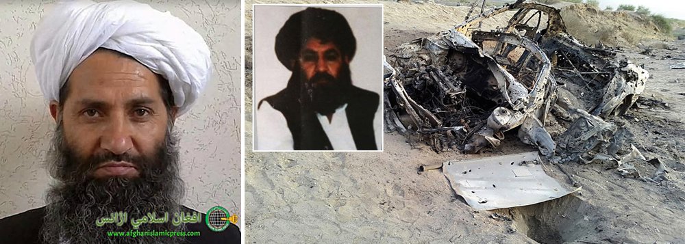Grupo extremista Taliban do Afeganistão escolheu um dos vices do falecido líder mulá Akhtar Mansour como seu sucessor, depois de confirmar que Mansour foi morto por um drone dos Estados Unidos no fim de semana.; Haibatullah Akhunzada, um líder de educação religiosa que um relatório da Organização das Nações Unidas (ONU) do ano passado citou como ex-juiz principal do Taliban, vai liderar o movimento, informou o grupo em comunicado; m porta-voz do presidente-executivo do Afeganistão, Abdullah Abdullah, pediu ao novo líder do Taliban para participar de conversas de paz, ou enfrentará consequências; "Convidamos mulá Haibatullah à paz. Acordo político é a única opção para o Taliban ou a nova liderança irá enfrentar o destino de Mansoor", disse o porta-voz Javid Faisal