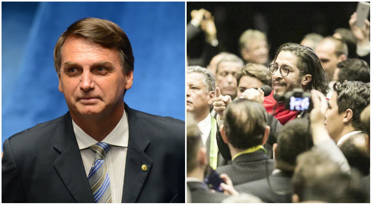 Deputado Jean Wyllys disse que, enquanto votava contra o impeachment neste domingo 17, foi insultado pelo deputado Jair Bolsonaro (PSC-RJ), que o chamou de "veado", "queima-rosca", "boiola" e "outras ofensas homofóbicas e tentou agarrar meu braço violentamente na saída"; "Eu reagi cuspindo no fascista. Não vou negar e nem me envergonhar disso", protestou Jean, em texto publicado nas redes sociais; "Não vou me calar e nem vou permitir que esse canalha fascista, machista, homofóbico e golpista me agrida ou me ameace"