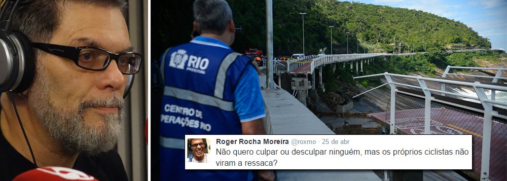 Músico Roger Moreira publicou no Twitter um questionamento sobre a queda de uma parte da Ciclovia Tima Maia, na zona sul do Rio, que desencadeou uma série de críticas; “Não quero culpar ou desculpar ninguém, mas os próprios ciclistas não viram a ressaca?”; em seguida, a frase “não quero culpar ou desculpar ninguém” foi utilizada como base para diversos comentários ironizando a declaração do músico; frases como “Não quero culpar ou desculpar ninguém, mas os iraquianos mortos na guerra do Iraque já não sabiam que ia ter guerra lá?” , “não quero culpar ou desculpar ninguém, mas os negros não perceberam que iriam ser escravizados?” são alguns exemplos