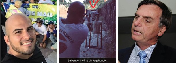 Um dos organizadores do ato de apoio ao deputado Jair Bolsonaro (PSC-RJ) no dia 1º de Maio em Fortaleza (CE), o empresário João Luiz Frota publicou no Instagram uma foto dele apontando uma arma contra um boneco do ex-presidente Lula e escreveu: “salvando a vítima do vagabundo”