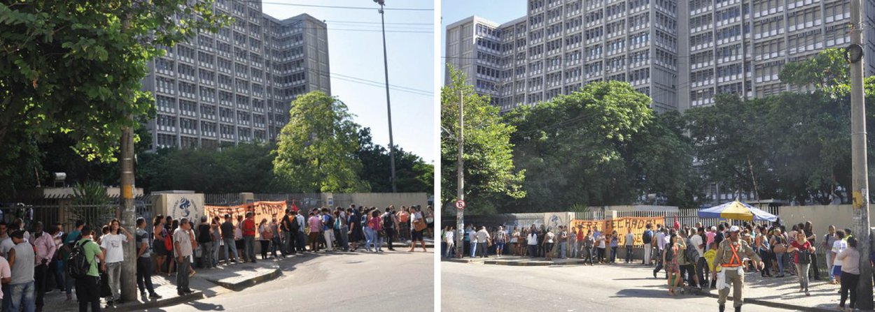 Grevistas interditaram as entradas da Universidade do Estado do Rio de Janeiro (Uerj) com o objetivo de mobilizar servidores para um protesto marcado para esta tarde; a categoria também está revoltada com o atraso no pagamento dos salários de pensionistas e aposentados, que receberão o salário de março apenas no dia 12 de maio