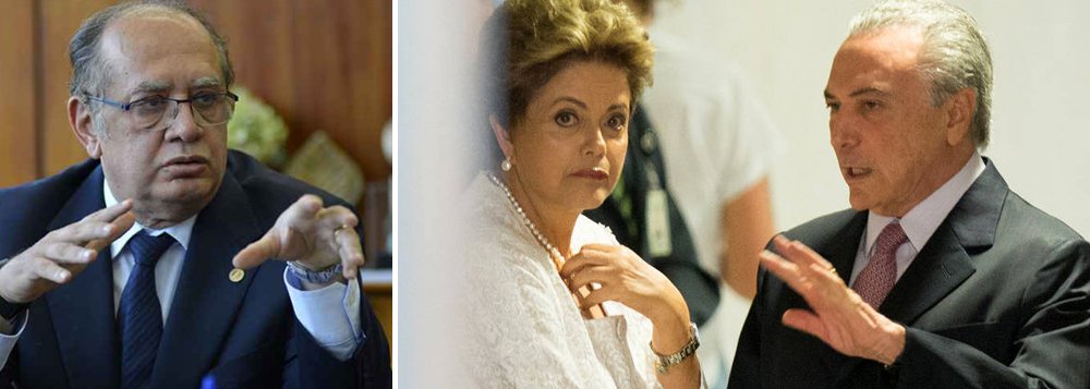 "O Judiciário tem um relógio que acerta os ponteiros decisórios com a conveniência política que vem presidindo a troca de um governo eleito por outro negociado entre os traidores de Dilma e os perdedores da eleição de 2014", diz a colunista Tereza Cruvinel; "Um dos últimos atos da teatrologia em curso será o julgamento, pelo TSE, da Ação de Impugnação de Mandato Eletivo contra a chapa Dilma-Temer. E nele poderá haver uma espécie de sub-golpe dentro do golpe em duas modalidades, dependendo da conveniência. Ou a condenação apenas de Dilma, com absolvição de Temer, ou o adiamento da decisão para o ano que vem, caso o governo dele comece a fazer água", avisa a jornalista, lembrando que, do julgamento presidido por Gilmar Mendes, pode brotar uma eleição indireta por esse "Congresso que está aí"