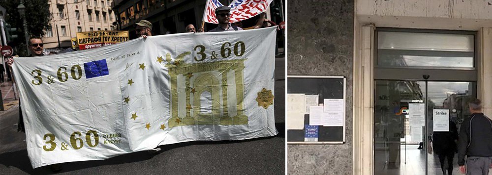 Grécia iniciou uma greve geral de 48 horas nesta sexta-feira contra as reformas tributária e previdenciária do país para se qualificar a mais um resgate de bilhões de euros assinado no ano passado; convocada pelos maiores sindicatos dos setores público e privado, a greve deixou navios ancorados nos portos, paralisou o transporte público e manteve os funcionários públicos e jornalistas fora do trabalho