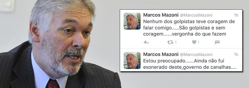 Antes de ser demitido, o presidente do Serpro, empresa ligada ao Ministério da Fazenda, responsável pelo sistema eletrônico da Receitas Federal, usou sua conta no Twitter para criticar o governo do presidente interino de Michel Temer; "Estou preocupado... Ainda não fui exonerado deste governo de canalhas" e "Nenhum dos golpistas teve coragem de falar comigo... São golpistas e sem coragem. Vergonha do que fazem"