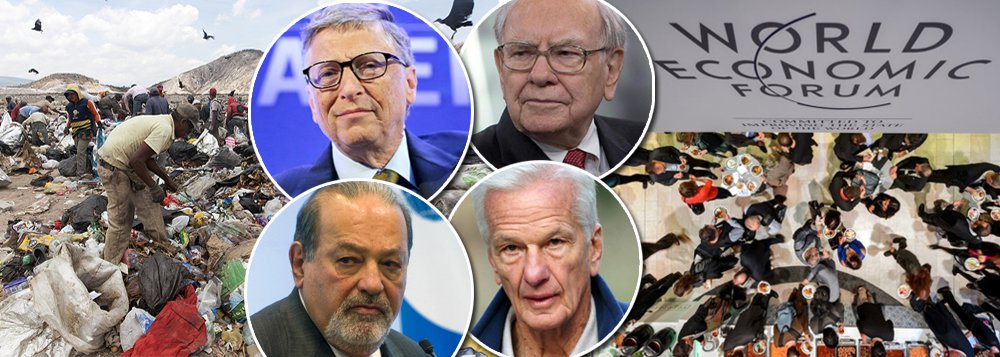 Relatório da ONG internacional Oxfam, divulgado a dois dias do Fórum Econômico Mundial, em Davos, revela que a desigualdade atingiu níveis alarmantes em todo o mundo; dados comprovam que o patrimônio do pequeno grupo de bilionários que compõem o 1% mais rico do mundo, do qual fazem parte empresários como Bill Gates, Carlos Slim, Warren Buffett e o brasileiro Jorge Paulo Lemann, já é maior do que a riqueza de 99% da população mundial; "No ano passado, a Oxfam estimava que isso fosse ocorrer em 2016. No entanto, aconteceu em 2015, um ano antes", destaca a ONG, que pretende pressionar os líderes presentes em Davos a combater a desigualdade mundial; uma das medidas propostas é o fim dos paraísos fiscais