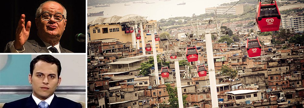 O advogado Tiago Cedraz, filho do presidente do Tribunal de Contas da União, Aroldo Cedraz, vai operar o teleférico do morro do Alemão - obra da Odebrecht, OAS e Delta, que custou R$ 253 milhões e foi inaugurada duas vezes sem entrar em funcionamento; colunista Elio Gaspari lembra que Cedraz é acusado de receber R$ 1 milhões do empreiteiro Ricardo Pessoa, da UTC, para ter ajuda na liberação de um contrato da usina nuclear de Angra 3 e mais uma mesada de R$ 50 mil
