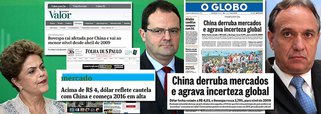 Pode parecer pouco, mas, pela primeira vez em muito tempo, os principais jornais do País atribuíram a disparada do dólar, no primeiro dia útil do ano, à fragilidade dos dados da economia chinesa, que provocou impactos em todo o mundo; até então, os problemas brasileiros eram retratados apenas como reflexo de erros na condução da política econômica; mudança de discurso pode abrir espaço para um debate mais sensato, e menos politizado, dos desafios enfrentados pela presidente Dilma Rousseff e pelo ministro da Fazenda, Nelson Barbosa; segundo o presidente da Vale, Murilo Ferreira, a economia mundial vive hoje sua mais grave crise, porque os governos não poderão mais injetar recursos para estimular a demanda