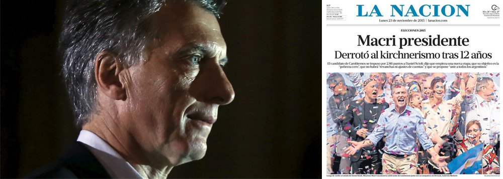 Editorial do jornal La Nación, o segundo maior no país, pede nesta segunda-feira 23, um dia após a vitória do candidato da oposição, Mauricio Macri, o fim da "vingança" contra militares que atuaram na ditadura do país, define a condenação desses agentes como "vergonhosa" e prega o fim do que chama de "violação dos direitos humanos" cometidos pelo governo de Cristina Kirchner; durante sua campanha eleitoral, o conservador Macri já havia dito que iria acabar com o "negócio" que se tornou a questão dos direitos humanos na Argentina; vários jornalistas que trabalham no veículo vieram a público repudiar o texto