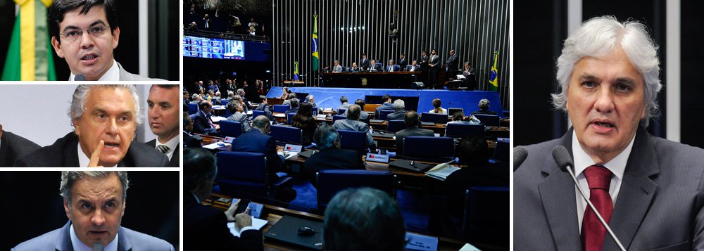 Senadores Randolfe Rodrigues (Rede-AP), Ronaldo Caiado (DEM-GO) e Aécio Neves (PSDB-MG) entraram nesta quarta-feira 25 com um mandado de segurança no Supremo Tribunal Federal para garantir que a votação sobre manutenção da prisão do senador Delcídio Amaral (PT-MS) seja aberta; questão é discutida neste momento no Senado, sem consenso ainda se a votação será aberta ou secreta; como se trata de caso inédito no Senado, a equipe técnica da Casa não tem posicionamento definitivo sobre esse tipo de votação; senador Jader Barbalho (PMDB-PA) já discursou a favor do voto fechado