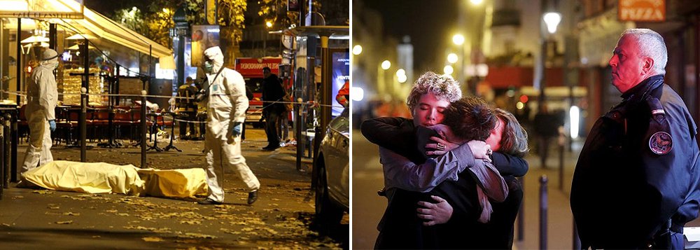 Um dos atiradores que morreram depois de atacar uma casa noturna em Paris na sexta (14) tinha nacionalidade francesa e era conhecido por ter ligações com militantes islâmicos; o corpo do atirador foi identificado por suas impressões digitais; ele era do subúrbio de Courcouronnes, no sul de Paris; sobre um dos homens-bomba, foi encontrado um passaporte sírio perto do corpo dele; um passaporte egípcio foi encontrado perto do corpo de um segundo homem-bomba