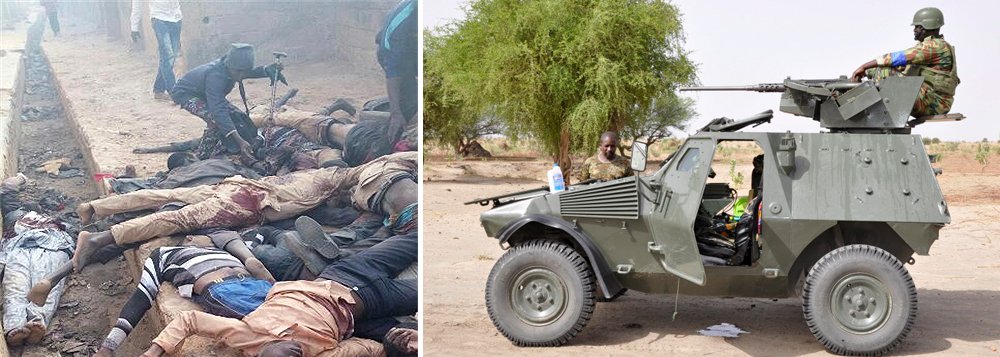 A organização Human Rights Watch (HRW) denunciou nesta quarta (23) o massacre de cerca de 300 integrantes do Movimento Islâmico da Nigéria, com atividade no Norte do país, mas sem ligação com o grupo radical Boko Haram; soldados nigerianos mataram os fiéis xiitas em ataques registrados em três pontos da cidade de Zaria, entre 12 e 14 de dezembro; pelo menos 300 xiitas morreram e houve um número indeterminado de feridos; os soldados queimaram os corpos em valas comuns, sem a autorização das famílias