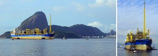 O FPSO Cidade de Saquarema está atracado no estaleiro Brasa, em Niterói; a nova unidade, responsável pela produção, o armazenamento e a transferência de petróleo e gás, será mais uma a operar no Campo de Lula, a uma profundidade de 2.200 metros e está programado para começar as atividades no primeiro semestre de 2016