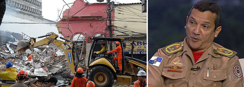 O Comandante do Corpo de Bombeiros do Estado do Rio, coronel Ronaldo Alcântara, disse que não há mais reclamações de parentes ou conhecidos sobre possíveis desaparecidos nos escombros do prédio que desabou em São Cristóvão, na zona norte do Rio de Janeiro, após uma forte explosão; "Mas o protocolo a ser seguido é que a gente sempre leve em consideração a presença de outras pessoas e, por isso, vamos continuar o trabalho de resgate", informou; sete pessoas ficaram feridas e foram levadas para o Hospital Souza Aguiar