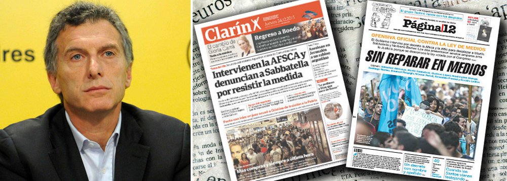 Presidente argentino, Maurício Macri, seguiu o caminho de suas medidas de força, e extinguiu por decreto o mandato dos dirigentes das agências que controlam a aplicação das leis antimonopolistas na comunicação – a Autoridad Federal de Servicios de Comunicación Audiovisual (AFSCA) e a Autoridad Federal de Tecnologías de la Información y las Comunicaciones (AFTIC), esta voltada para a Internet – e colocou os dois órgão sob intervenção por seis meses; 'o “probleminha” é que a “Ley de Medios” é, como o nome indica, uma lei', contesta Fernando Brito, do Tijolaço