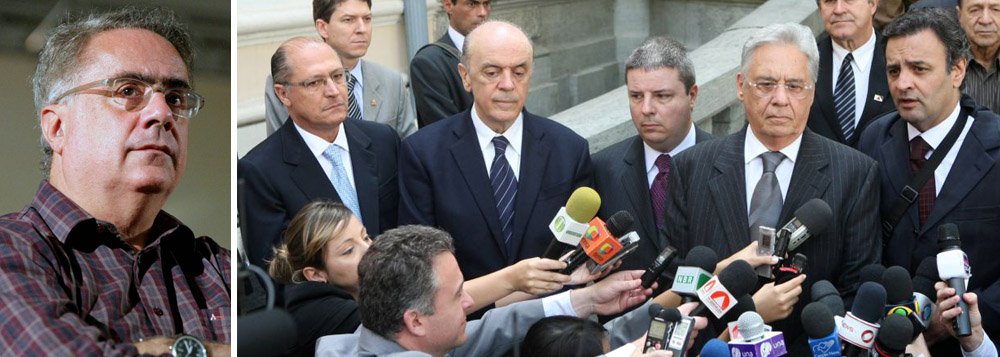 "Gradativamente, o PSDB foi se tornando a cara de Aécio Neves e dos Rebeldes Online, em mais um caso em que o baixo clero se apropria de uma instituição pública. A implosão do PSDB só é surpresa para os desavisados. Há muito tempo era nítido que jogar todas as energias para destruir o adversário os deixaria na situação do abraço de afogado", escreve o jornalista, para quem "o partido acomodou-se com a aliança com a mídia"