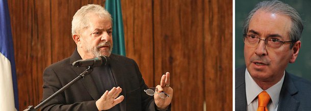 Assessoria de imprensa do ex-presidente diz em nota que "são escandalosamente mentirosas" as reportagens que noticiaram um suposto acordo entre o governo e o presidente da Câmara; "Lula não manteve encontros ou reuniões neste sentido com parlamentares do PT nem com políticos de outros partidos", rebate o comunicado; mais cedo, tanto o PT quanto Cunha também negaram o acordo; "O Brasil sabe que é a oposição, e não o PT, que há um ano vem promovendo articulações espúrias e barganhas, dentro e fora do Congresso, na desesperada tentativa de derrubar um governo democraticamente eleito", completa o petista; nesta quinta-feira 15, Lula se reuniu com a presidente Dilma e ministros no Alvorada