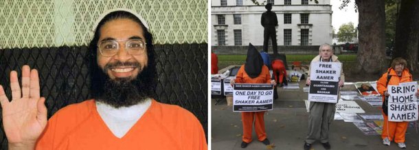 O último britânico detido na base norte-americana de Guantánamo, em Cuba, foi libertado após mais de 13 anos. Shaker Amer, de 46 anos, regressou ao Reino Unido, onde se encontrou com a esposa e os quatro filhos; o homem, de origem saudita, não conhecia o caçula, que nasceu no mesmo dia em que ele foi detido; Amer foi libertado depois de uma campanha pública conduzida pelo premiê David Cameron, que chegou a pedir a ajuda do presidente dos Estados Unidos, Barack Obama. Outras celebridades, como o músico Roger Waters, pediam sua libertação há anos