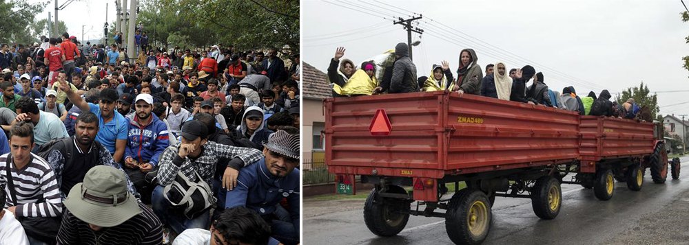 Dez mil migrantes entraram na Macedônia em 24 horas; "Desde a tarde de sábado até domingo às 18h, 10 mil migrantes foram registrados na Macedônia e o fluxo não diminuiu até à meia noite (20h em Brasília)", declarou a polícia macedônia;  nova grande onda de refugiados na rota dos Balcãs pode provocar saturação mais ao Norte, na fronteira entre a Sérvia e a Croácia, e a Noroeste, entre a Croácia e a Eslovênia