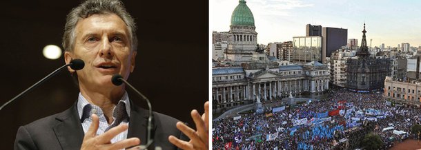 Milhares de argentinos foram às ruas protestar contra medidas econômicas e políticas adotadas pelo novo presidente Maurício Macri, dentre elas mudanças na Lei de Meios, que regula as atividades dos meios de comunicação no País; por decreto, Macri suspendeu a TV Senado e subordinou a agência reguladora do setor ao governo com a criação de um ministério das Comunicações