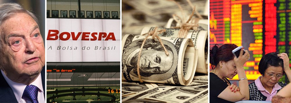 Bolsa brasileira opera em queda acompanhando o movimento das bolsas mundiais, que desabaram diante de um novo "circuit breaker" na bolsa da China; após o Banco do Povo da China estabelecer o valor de paridade do yuan em 6,5646 por um dólar, o menor nível desde 2001, o mercado acionário do país caiu 7% e as negociações foram encerradas com apenas 30 minutos de sessão; benchmark da Bovespa abriu em queda de 2,29%; "Eu diria que isso equivale a uma crise. Quando eu olho para os mercados financeiros, há um sério desafio que me faz lembrar da crise que tivemos em 2008", avaliou o megainvestidor George Soros