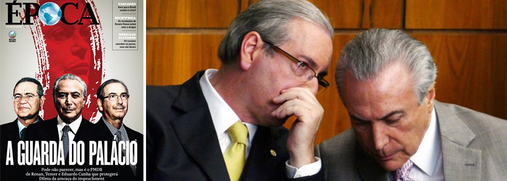 Em julho deste ano, a revista da Globo colocou o vice Michel Temer e o deputado Eduardo Cunha (PMDB-RJ) na linha de frente da chamada "guarda do palácio"; pouco tempo depois, Cunha acolheu um pedido de impeachment e Temer, com sua carta com um pote até aqui de mágoas, se lançou como alternativa de poder