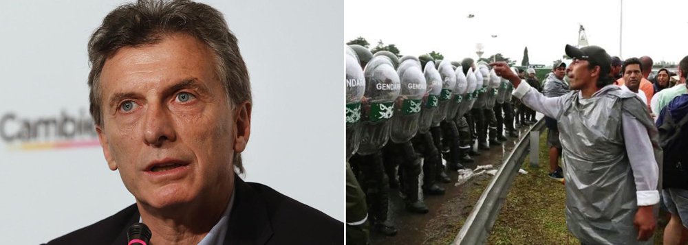 Forças de segurança argentinas entraram em conflito com trabalhadores que bloqueavam o acesso ao principal aeroporto do país, depois do novo governo de Mauricio Macri ter adiantado que não toleraria o bloqueio de rodovias, prática comumente utilizada como forma de protesto; soldados lançaram água e dispararam balas de borracha para dispersar os manifestantes