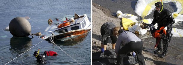 Um bebê, duas crianças e uma mulher se afogaram nesta quinta-feira depois que o barco de madeira em que estavam e uma embarcação da guarda costeira se chocaram durante uma missão de resgate de imigrantes na costa da ilha de Lesbos; os corpos das quatro vítimas foram recuperados; outros quatro estão desaparecidos