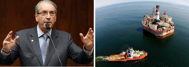 Presidente da Câmara dos Deputados, defendeu nesta quarta-feira, 9, o fim do regime de partilha e a retomada do modelo de concessão de petróleo como forma de o governo arrecadar dinheiro para equilibrar as contas públicas; "A concessão de campos de petróleo pode entrar no caixa da União. É uma forma de o governo, sem impor ônus à sociedade, arrecadar", afirmou Cunha; "O modelo da partilha se mostrou ineficaz", completou o líder do PMDB na Câmara, Leonardo Picciani; medida está prevista no Projeto de Lei 6726/13, do deputado Mendonça Filho (DEM-PE), e poderá entrar na pauta do Plenário na próxima semana