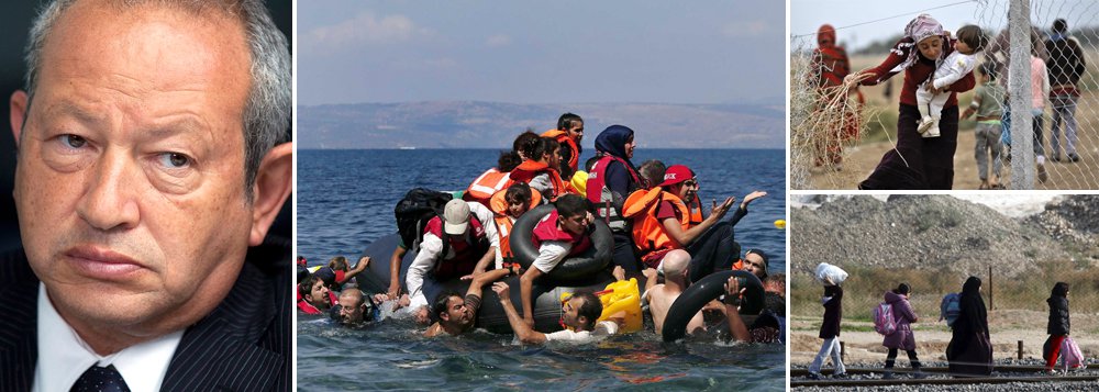 Naguib Sawaris anunciou nesta segunda-feira que está negociando a compra de duas ilhas na Grécia para instalar milhares de refugiados que fogem da Síria e de outras zonas de conflito; "Eu lhes darei trabalho na construção de seu 'novo país'", anunciou em sua conta do Twitter