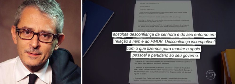 “Se se tratava de acenar com a possibilidade de exercer uma liderança política nacional –conciliadora ou disruptiva, pouco importa– na atual crise, o vice-presidente sem dúvida se apequenou”, afirma o jornal de Otávio Frias; “Michel Temer escreveu uma carta dolorida, magoada, até sincera. Mas o país poderia ter sido poupado dessa página constrangedora de correio sentimental”, conclui