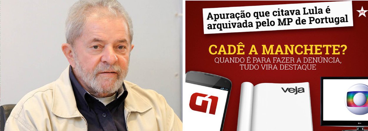 "A imprensa brasileira dedica manchetes, capas, colunas, editoriais e grande destaque, com muito estardalhaço, para qualquer denúncia, muitas delas estapafúrdias. Mas quando não são encontradas provas das denúncias e o processo se encerra? O destaque é o mesmo?", questiona mensagem publicada na página do ex-presidente, a respeito de ação que citava Lula e foi arquivada em Portugal