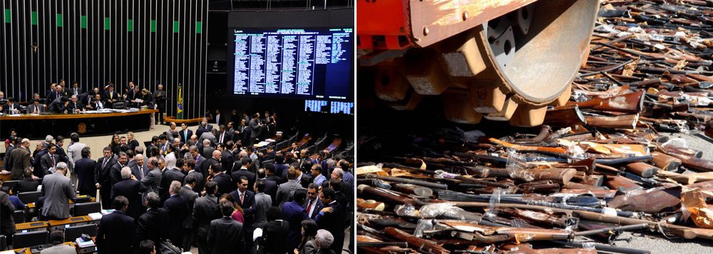 Deputados devem votar esta semana se mudam ou não as regras previstas no atual Estatuto do Desarmamento (Lei 10.826); criado há 12 anos, o estatuto já retirou de circulação mais de 130 mil armas no país; iniciativa, na época, foi saudada como de extrema importância para reduzir os índices de homicídios; hoje, porém, sua eficácia é questionada por muitos parlamentares