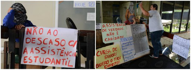 Alunos da Universidade de Brasília (UnB) ocupam a reitoria da instituição em protesto contra atrasos no pagamento das bolsas de assistência estudantil e no pagamento de terceirizados; cerca de vinte alunos passaram no gabinete do reitor, no último andar da reitoria; os manifestantes permanecem encapuzados e bloqueando a entrada da reitoria; a UnB informou que cerca de 2 mil alunos recebem bolsa de assistência estudantil; o valor de cada uma é de cerca R$ 400