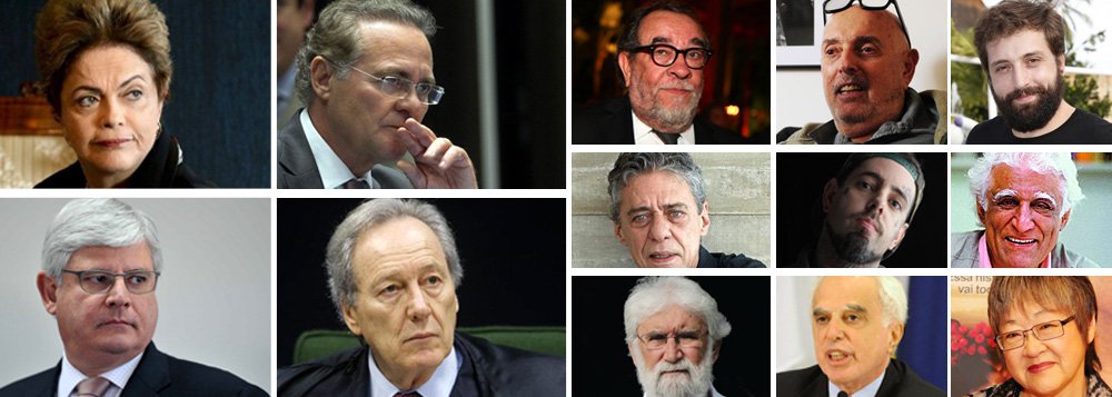 Um dos organizadores do manifesto dos artistas e intelectuais em defesa da democracia e da legalidade, o escritor Fernando Morais anunciou que a Carta ao Brasil será levada aos chefes do Executivo, Dilma Rousseff, do Legislativo, Renan Calheiros, e do Judiciário, Ricardo Lewandowsky, bem como ao procurador-geral Rodrigo Janot; assinam o documento nomes de diversos campos da atividade artística e intelectual, como Chico Buarque, Gregório Duvivier, Ziraldo, Leonardo Boff, Tico Santa Cruz, Tizuka Yamasaki, Hector Babenco e o embaixador Samuel Pinheiro Guimarães; confira a lista completa