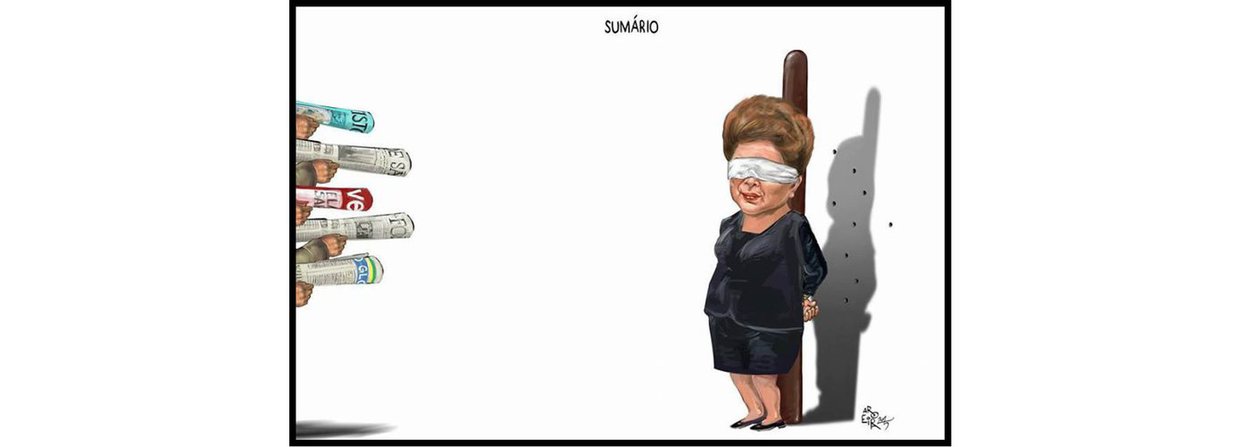 Charge publicada nesta terça-feira no jornal O Dia, do Rio de Janeiro, resume o espírito de uma época, em que jornais conservadores formam o pelotão de fuzilamento de um governo legitimamente eleito; desde meados do primeiro mandato da presidente Dilma Rousseff, publicações conservadoras como Globo, Folha, Estado de S. Paulo e Veja não têm feito outra coisa a não ser tentar desestabilizar a administração federal; o episódio mais recente foi o editorial da Folha de domingo, em que o jornal concedeu à presidente da República sua "última chance": ou cumpria a agenda draconiana exigida pela família Frias ou seria fuzilada; nesta terça-feira, Dilma disse que fará de tudo "para impedir que processos não democráticos cresçam"; concentração midiática mina a democracia