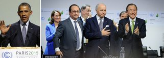 Pela rede social Twitter, o presidente dos Estados Unidos, Barack Obama, ressaltou a importância do acordo e agradeceu a atuação da diplomacia norte-americana. "Isso é enorme. Quase todos os países do mundo acabam de subscrever o acordo de Paris sobre alterações climáticas"