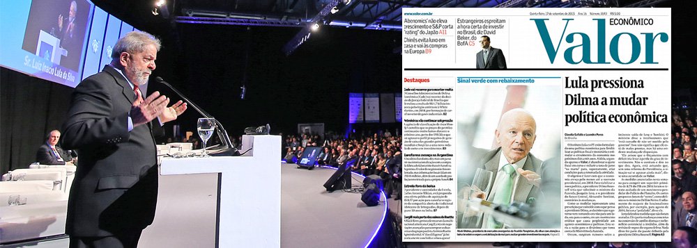Ex-presidente afirma em nota que reportagem intitulada "Lula pressiona Dilma a mudar política econômica", publicada na edição desta quinta, "não corresponde de forma alguma à verdade" e destaca que, "estranhamente", a assessoria não foi contatada para confirmar as informações; "É desejável que o mais importante jornal de economia do Brasil não abra espaço para futricas", diz o petista