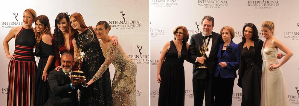 A novela da Globo, que tinha Alexandre Nero como o protagonista José Alfredo, o Comendador, foi indicada na categoria de telenovela e levou o prêmio; e a série, com a Fernanda Montenegro no papel de Dona Picucha, levou o prêmio de melhor comédia; no 43º Emmy Internacional, considerado o Oscar da TV mundial, nesta segunda-feira (23), no hotel Hilton, em Nova York, Estados Unidos