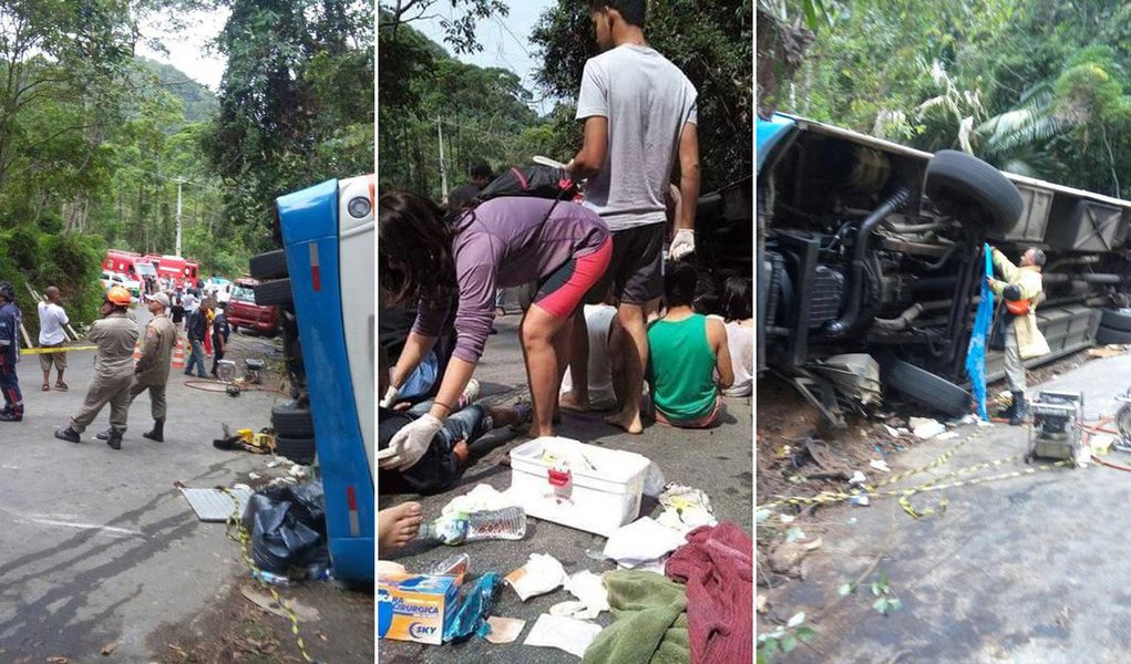 Veículo tombou na pista em uma região conhecida como Morro do Deus Me Livre, na estrada que leva ao distrito de Trindade; voluntários ajudaram no resgate às vítimas; 65 ficaram feridas; bombeiros de Paraty, Mambucaba, Frade e Angra dos Reis foram acionados; veículo, com capacidade máxima para 45 passageiros, estava superlotado; investigações estão a cargo da 166ª Delegacia de Polícia, de Angra