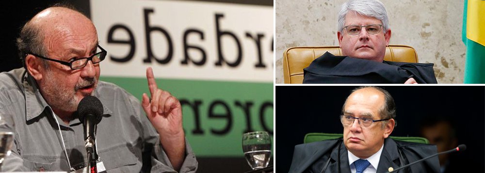 'Em sucessivas notas e declarações bastante agressivas, Gilmar e Janot passaram a travar uma batalha midiática, que tem como pano de fundo o terceiro turno das eleições defendido pelo alto tucanato, até hoje inconformado com o resultado'; 'curiosamente, Gilmar Mendes não mostra o mesmo interesse na análise das contas do tucano Aécio Neves, o candidato derrotado, com indícios de 15 irregularidades levantados pelo TSE', questiona o jornalista Ricardo Kotscho