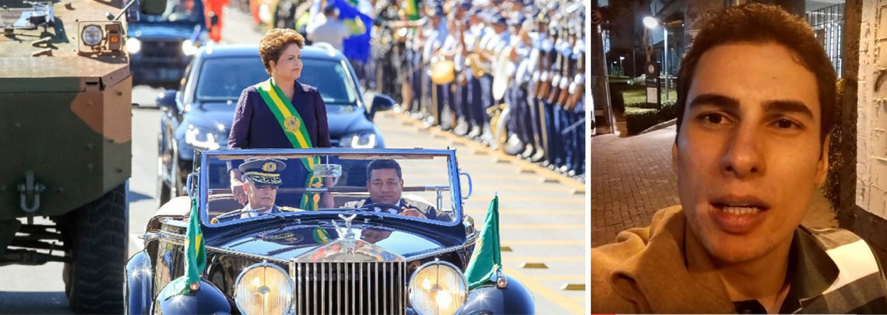 Gabinete de Segurança Institucional (GSI) da presidência determinou reforço e procedimento especial para garantir a segurança da presidente Dilma durante o desfile do Dia da Independência em Brasília; ordem veio depois que o advogado Matheus Sathler Garcia publicou um vídeo ameaçando "arrancar" a cabeça de Dilma Rousseff; Polícia Federal já instaurou inquérito contra o ex-candidato a deputado pelo PSDB e fez buscas em sua casa, mas não o encontrou para notificá-lo sobre investigação, cujo requerimento foi apresentado pelo deputado Paulo Pimenta (PT-RS); suspeita é de que ele esteja em São Paulo; presidente da OAB, Marcus Vinícius Coêlho, também determinou abertura de processo disciplinar contra Sathler; em novos vídeos, o terrorista reitera ameaças a Dilma caso ela não renuncie