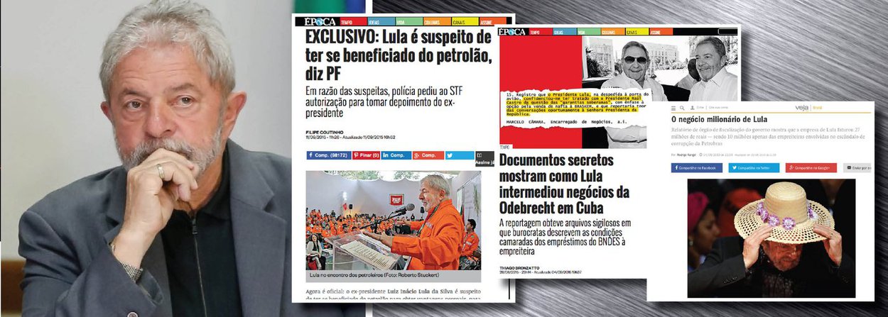Advogados do ex-presidente apresentaram pedidos de interpelação judicial para que jornalistas das revistas Veja e Época reafirmem ou não informações publicadas contra o ex-presidente; são alvos da ação autores das reportagens "Lula é suspeito de ter se beneficiado do petrolão, diz PF", de Época, editor e repórter da revista Veja e ainda o jornalista responsável pela reportagem "Nosso Homem em Havana", de Época, que acusa Lula de tráfico de influência em seus encontros com presidentes de outros países; segundo nota do Instituto Lula, trata-se de "uma campanha de difamação que tem como objetivo manchar sua biografia e distorcer a percepção de sua gestão à frente da Presidência da República"