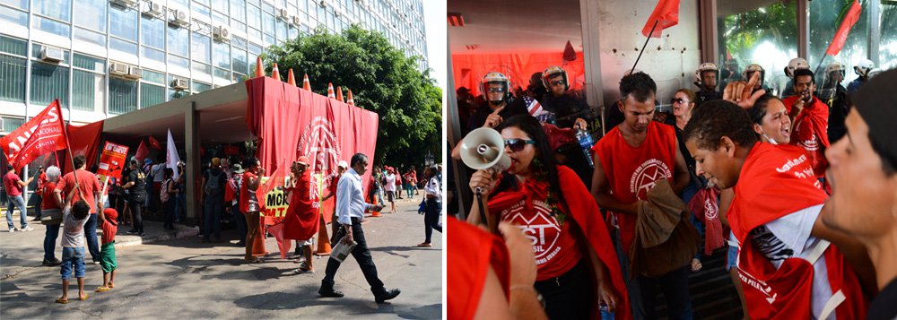 Depois de ocuparem a entrada principal do Ministério da Fazenda, 50 manifestantes do MTST e do Sindicato Nacional dos Docentes das Instituições de Ensino Superior (Andes) foram retirados do local pela PM; os manifestantes disseram que a ocupação – que durou cerca de 15 minutos – significou um protesto contra o ajuste fiscal proposto pelo governo; segundo a PM, a previsão é de que 23 ônibus com manifestantes cheguem ao local