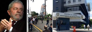 Nesta manhã, um grupo de manifestantes ligado ao Movimento Brasil Livre montou um boneco inflável que representa o ex-presidente Lula vestido como presidiário, na frente da sede da Polícia Federal, em Curitiba; no evento, cerca de 20 manifestantes gritavam "1,2, 3 Lula no xadrez" e pediam delações premiadas de Marcelo Odebrecht e de José Dirceu; no entanto, como o ex-ministro da Casa Civil já foi indiciado como "chefe" da suposta organização criminosa denunciada pela PF, torna-se remota a possibilidade de que Lula venha a ser atingido, até porque diversos integrantes da força-tarefa da Lava Jato já informaram que Lula não é investigado em Curitiba; integrantes do MBL não informaram os custos das viagens do boneco de Lula