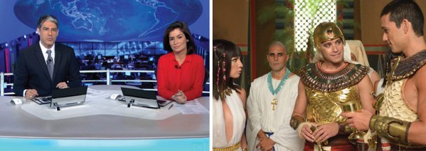Novela da Record faz sucesso e obriga emissora dos Marinho a tomar medidas drásticas contra a vertiginosa perda de audiência no horário nobre da TV brasileira; na última quinta-feira, o Jornal Nacional foi esticado de 39 para 52 minutos para evitar choque de novelas no mesmo horário; rede do bispo Macedo ganha telespectadores no confronto direto entre os folhetins; na quinta, em São Paulo, o JN teve audiência de 23 pontos, “A Regra do Jogo” 28 e “Os Dez Mandamentos” 18