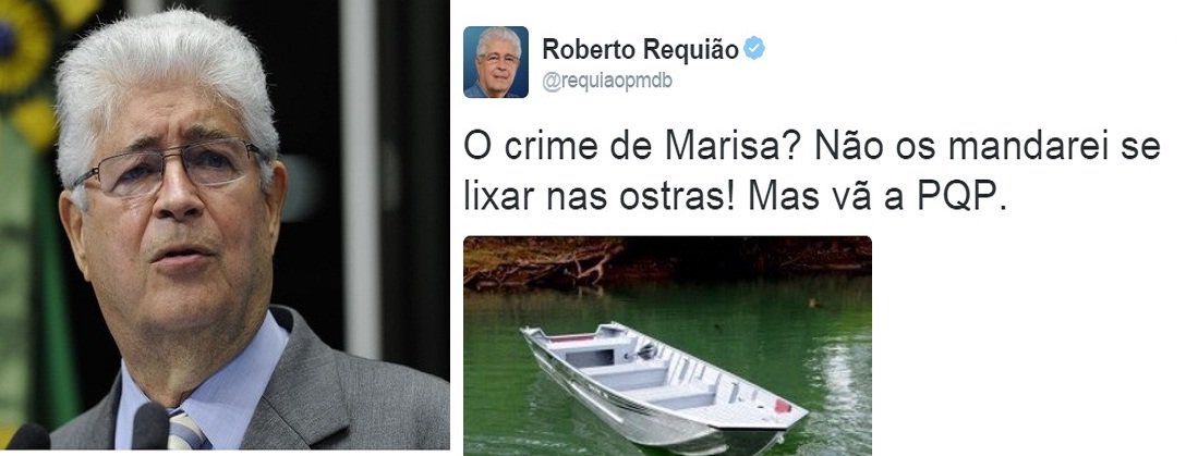 O senador Roberto Requião (PMDB-PR) expressou sua indignação com a manchete da Folha deste sábado, ao se posicionar nas redes sociais; "O crime de Marisa? Não os mandarei se lixar nas ostras! Mas vão à PQP", escreveu; na edição da Folha, a ex-primeira-dama Marisa Letícia ganhou a manchete principal por ter comprado uma canoa de lata, por R$ 4,1 mil, para ser usada num sítio que ela e ex-presidente Lula frequentam; recado de Requião se estende a todos que tentam, a todo custo, inviabilizar politicamente aquele que foi o presidente mais popular da história do País