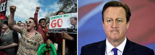 Cerca de 5.000 pessoas se dirigiram ao hotel onde o primeiro-ministro britânico estava reunido com membros do Partido Conservador neste sábado 9 para pedir sua renúncia; David Cameron admitiu nesta semana ter se beneficiado das empresas offshore de seu pai, como revelaram os "Panama Papers"