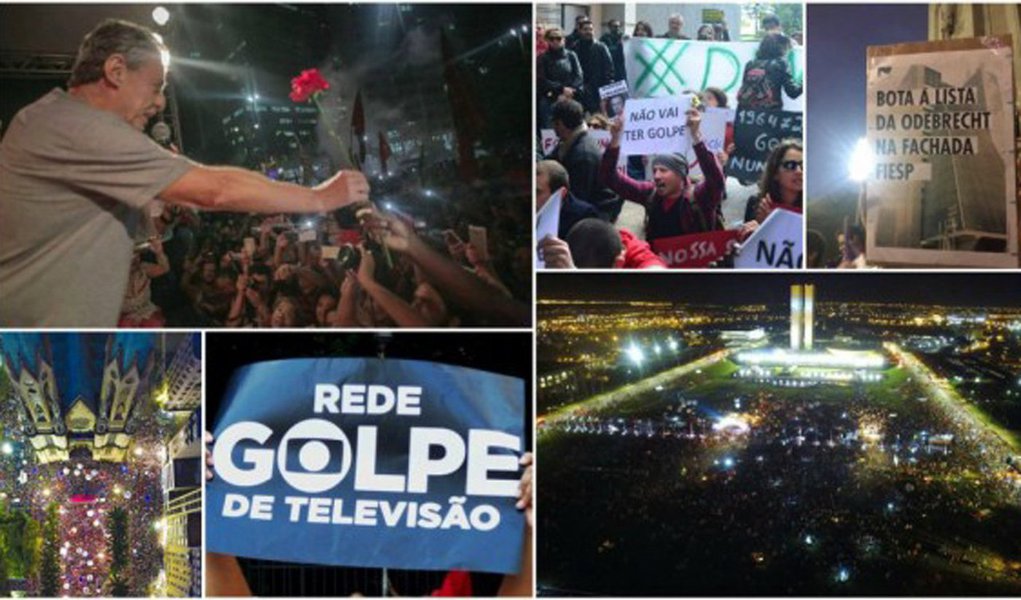 Dia 31 de março de 2016 entrou para a História como o Dia do Antigolpe. Hoje, cerca de 2 milhões de pessoas foram às ruas para dizer que “Não Vai Ter Golpe” no Brasil e no mundo. A maior derrotada foi a TV Globo, que perdeu a batalha da comunicação para as redes sociais. Prevaleceu a narrativa #BrasilContraOGolpe. A emissora dos Marinhos fogem da palavra “golpe” como o diabo foge da cruz